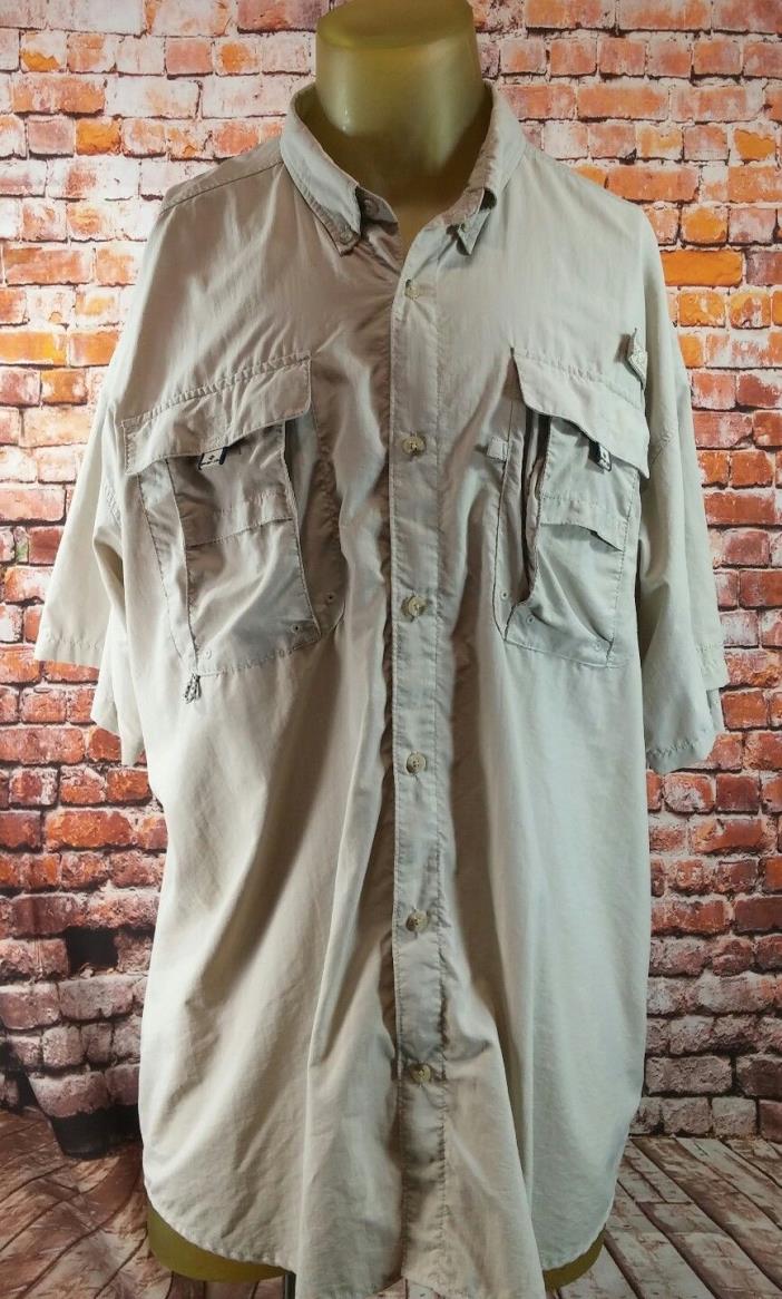 ** Mens Columbia PFG Short Sleeve Vented Fishing Shirt. Size XL, Tan