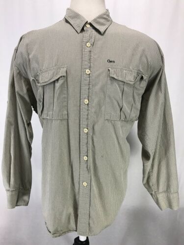 Orvis Button Front Shirt Vented Fishing Green Checkered Shirt Men's Size XXL