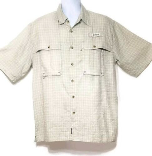 Magellan Outdoors Vented Fishing Shirt Button Front Large Mag Wick Yellow Plaid