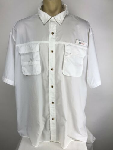 World Wide Sportsman Mens Short Sleeve Button Front Vented Shirt Sz 4XL White