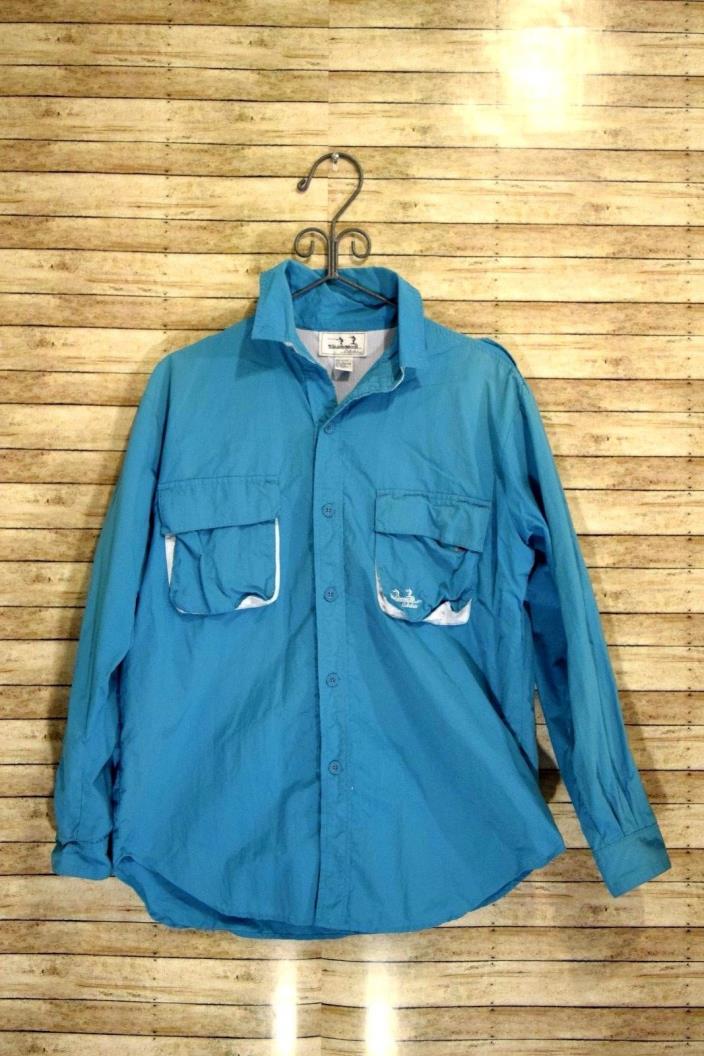 Cabelas Guidewear Turquoise Long Sleeve Button Up Vented Fishing Mens Size Large