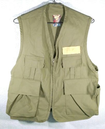 Fishing vest medium bush pilot Khaki tan beige multi pocket