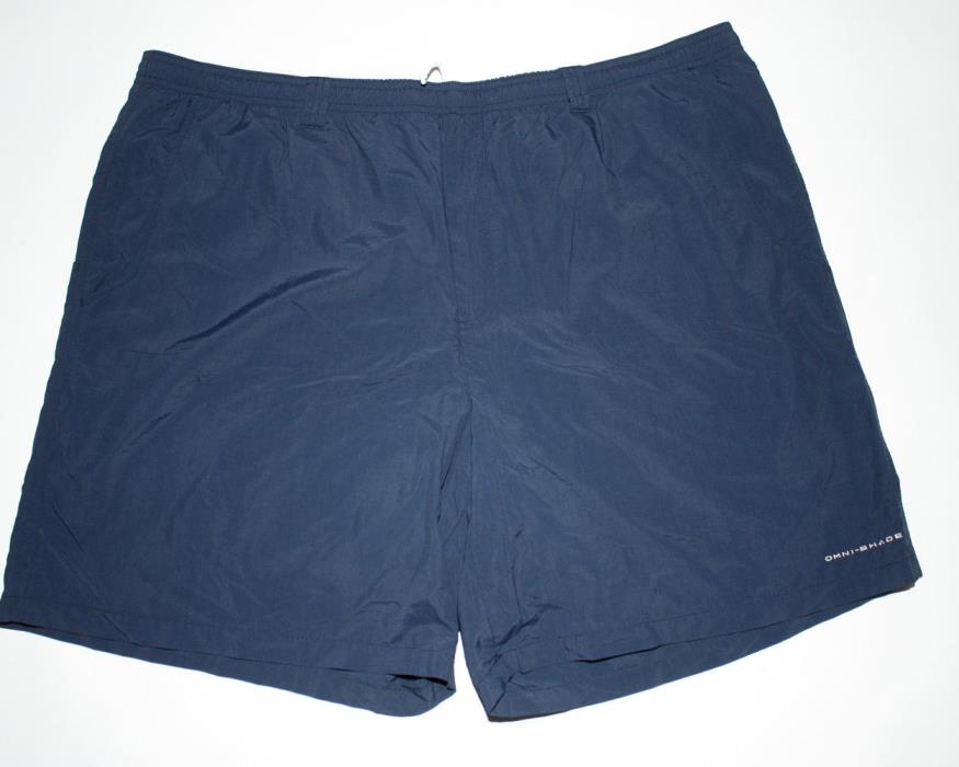 XXL Columbia PFG navy blue omni-shade mesh lined nylon fishing shorts trunks