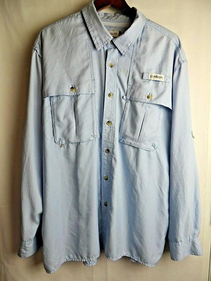 Magellan Outdoors Fish Gear Shirt Long Sleeve Mag Wick Blue Check L  #8662