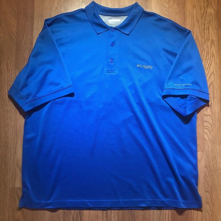 COLUMBIA PFG OMNI-SHADE Men's S/S VENTED Polyester Shirt Blue Size 2X A35