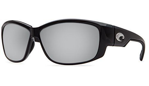 Costa Del Mar Luke Sunglasses Shiny Black Silver Mirror Glass Lenses 580G