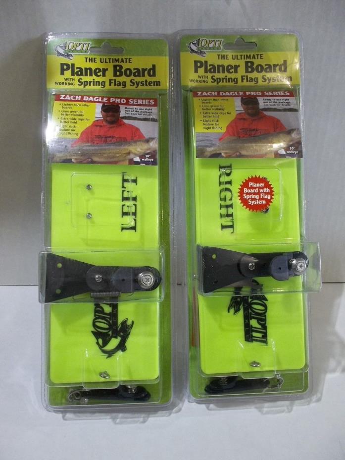 Pair of right and left Opti-Tackle 492 & 592 Planer Boards with Spring Flag NIP