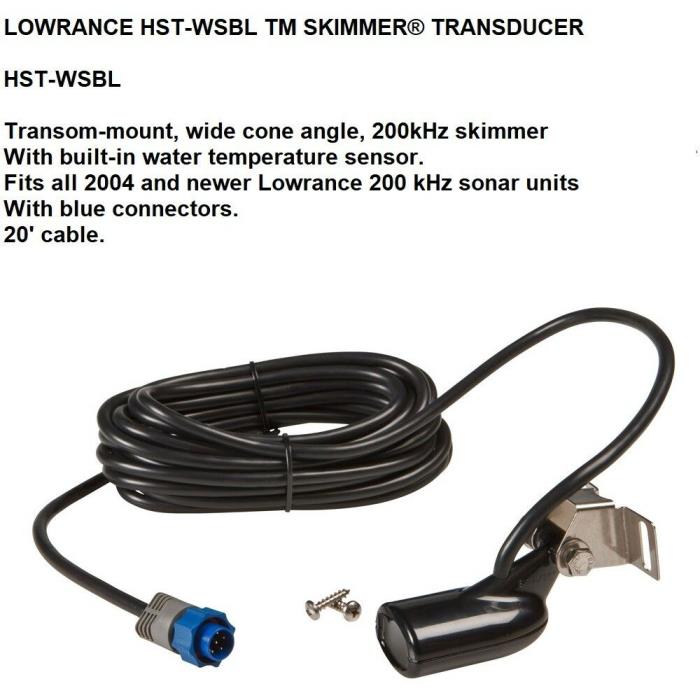 Lowrance HST-WSBL TM Skimmer Transducer With Built-In Water Temperature Sensor