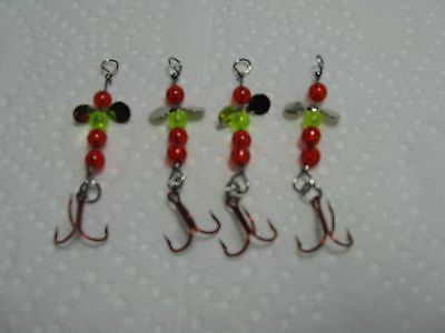 4 NEW ICE FISHING JIGS ,A1c  #10 MUSTAD TREBLE WALLEYE PERCH CRAPPIE, TROUT