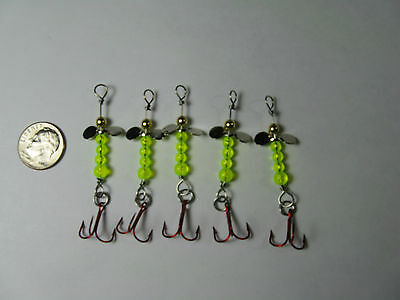 5 NEW ICE FISHING JIGS ,A10  #10 MUSTAD TREBLE WALLEYE PERCH CRAPPIE, TROUT