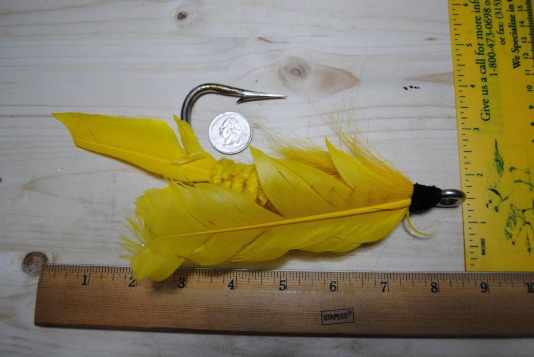 20/0 HUGE Decorative Fishing Fly Steel Feathers Trout Saltwater Wall Decor YELLO
