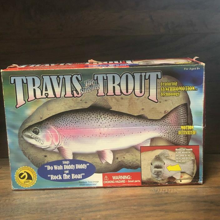 Vintage NOS Gemmy 1999 Travis The Singing Trout Animated Fish Wall Mount NEW BOX