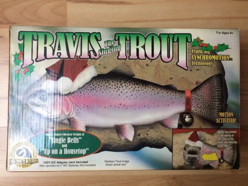Travis The Singing Trout Christmas Holiday Edition Box Adapter Gemmy Jingle Bell