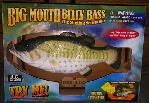 New vtg MOTION ACTIVATED BIG MOUTH BILLY BASS SINGING SENSATION new in box