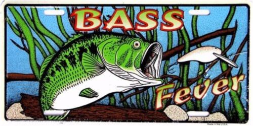 Bass Fever Fishing Embossed License Plate Sign