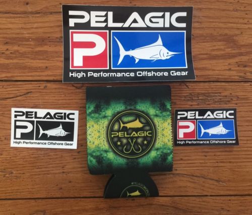 Lot of Pelagic Decals Stickers Can Coozie Mahi Print Dolphin Fishing Gear (37)