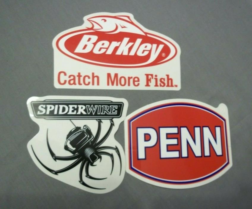 3 Berkley Spiderwire Penn Stickers Decals Fishing Boat Bait Lure Truck TackleBox
