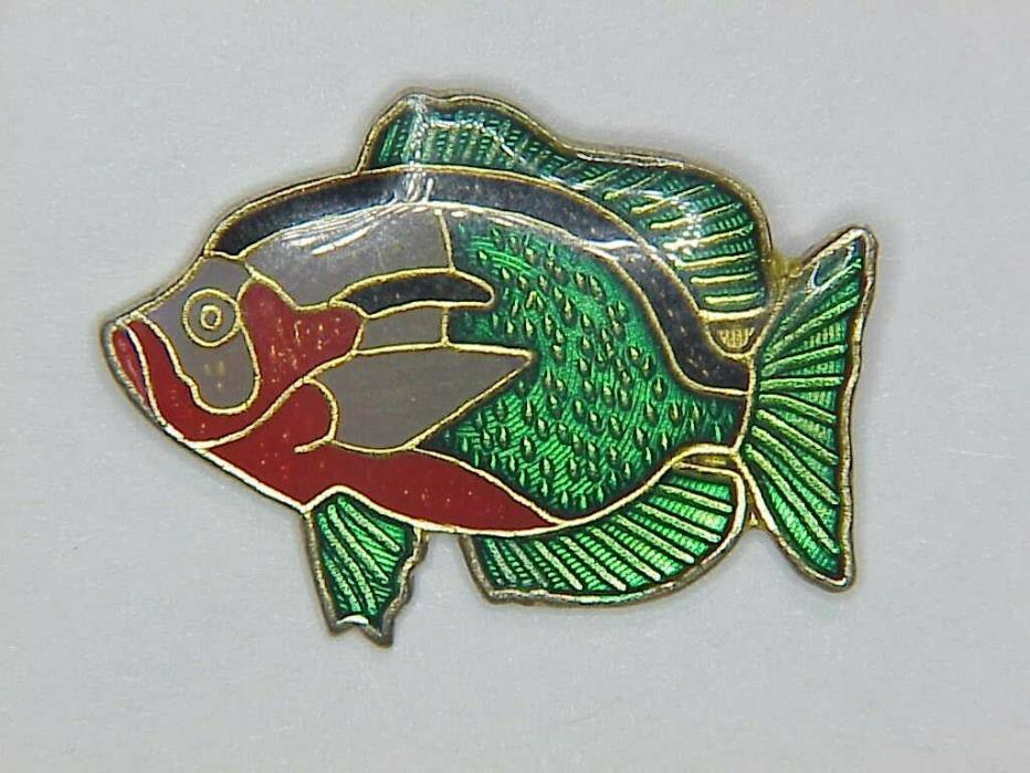 PIN– Enamel Fish Pin – 1” - Sun Fish / green-red-gold