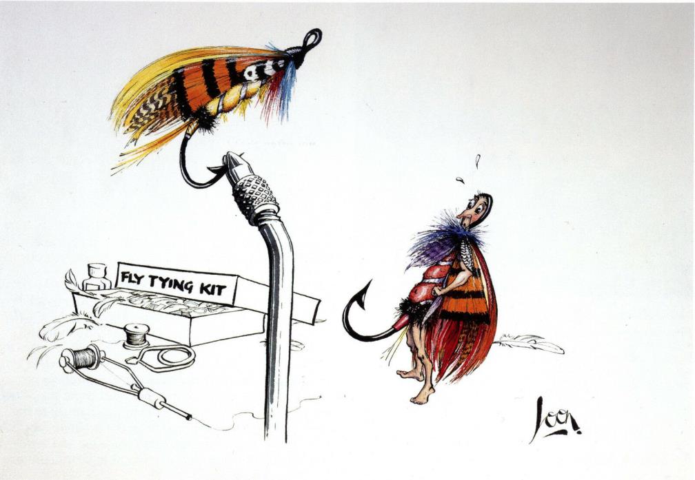 Fly Fishing Parody FLY TYING Art Print Painted by Alastair Hilleary (Loon) – 15