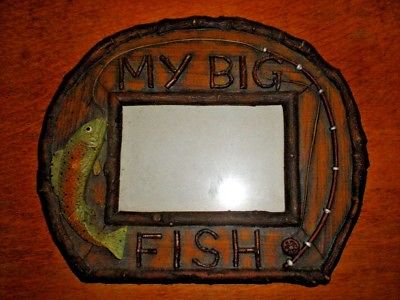 Picture Frame Fly Fishing Trout My Big Fish Photo display for Camp or Cabin