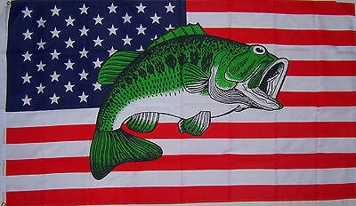 U.S. USA BASS FISH SPORT FISHING FLAG NEW 3x5ft better quality usa seller