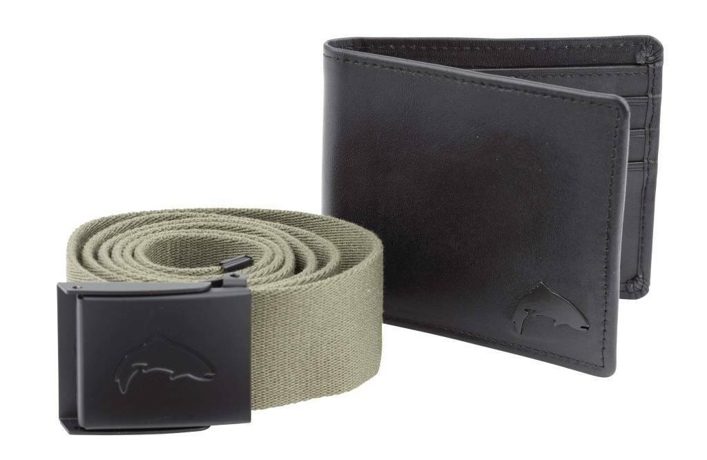 SIMMS River Gift Pack - Black Wallet and Green/Black Belt - NEW