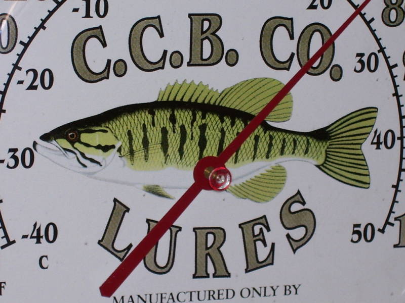 CANE CREEK - Fishing LURES - Bait Shop - C.C.B. Co. -Temperature Sign SUPER ITEM