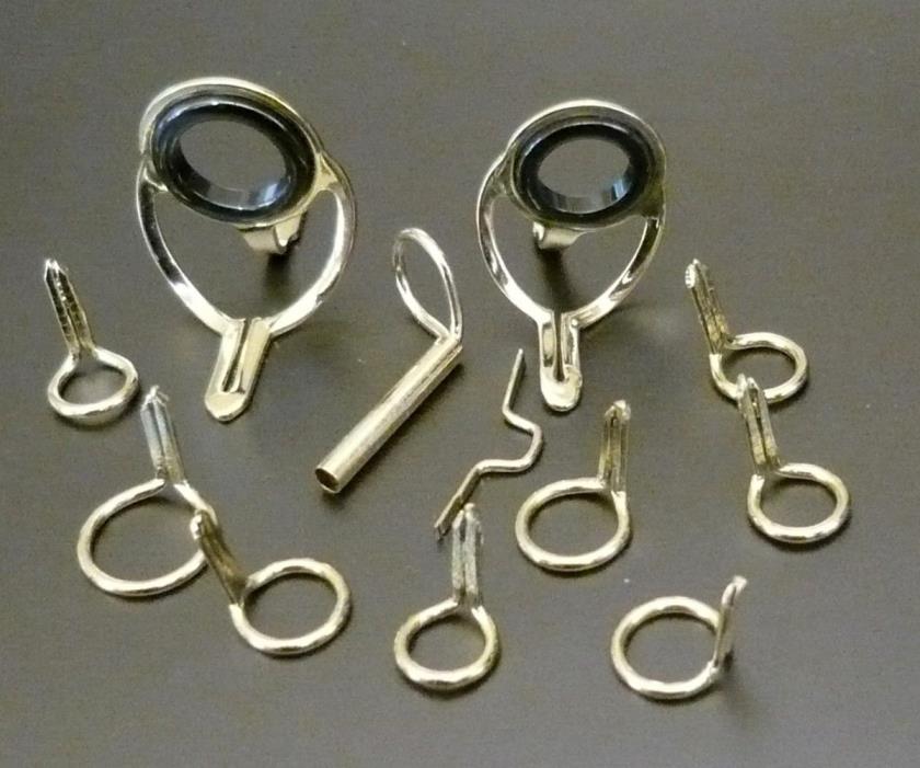 (1) SINGLE FOOT GOLD GUIDE SET WITH TWO STRIPPERS.  FOR RODS UP TO 10 FOOT.