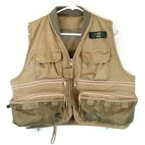 Orvis Fly Fishing Vest Mens M Khaki with Fly Patch