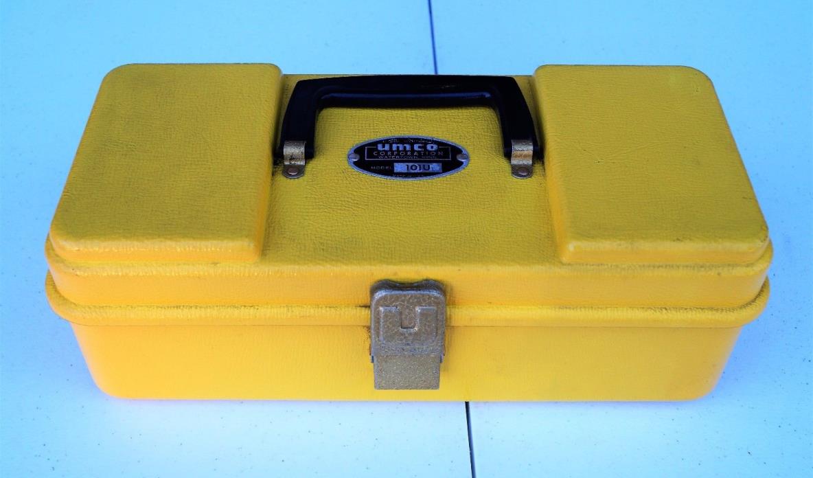 1971 Very Rare Yellow UMCO 101U First Aid Kit Tackle Box with Owners Manual