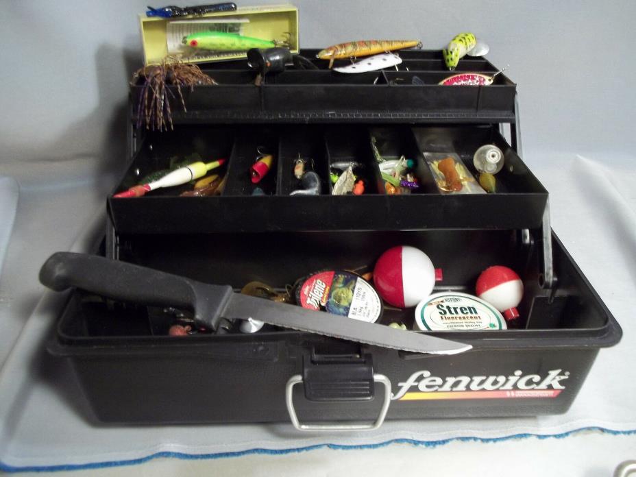 Fenwick Woodstream 2 Tray Tackle Box Full Of New And Used Tackle