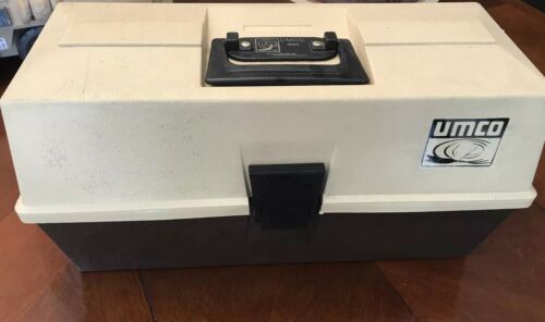 Vintage UMCO Tackle Box # 1293 Tan & Brown Fishing Gear 3 Tier Storage