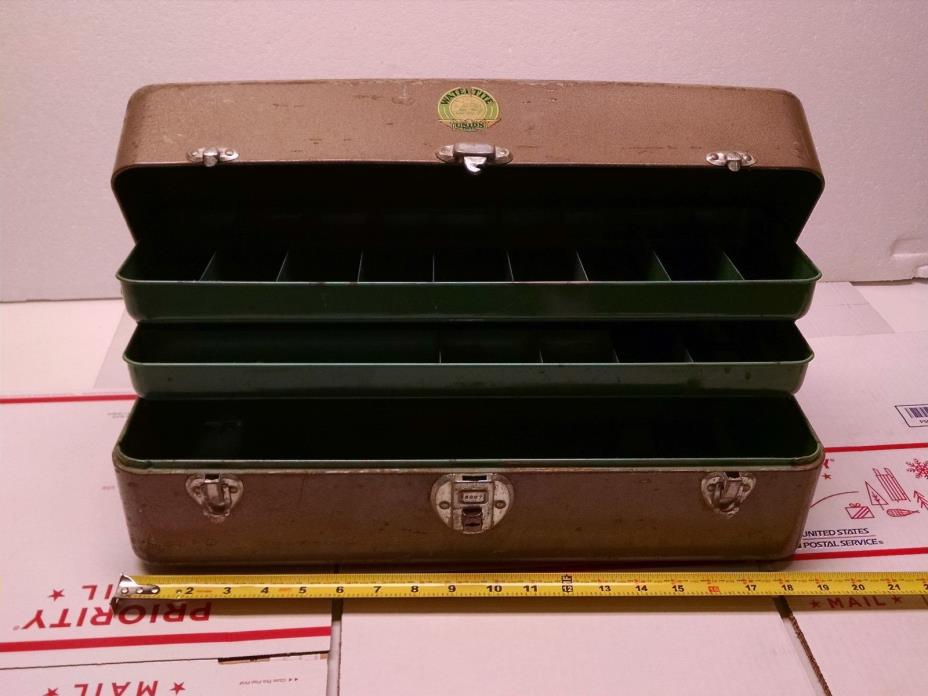 VINTAGE UNION STEEL  CORP. LARGE DOUBLE TRAY TACKLE BOX      NO RUST