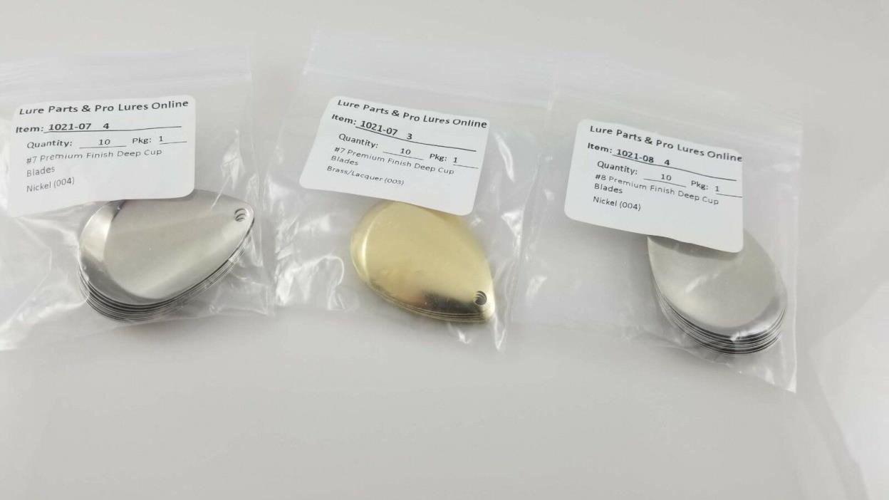 Lot of 30 Mixed Nickel & Brass Premium Finish Deep Cup Blades Spinner Bait