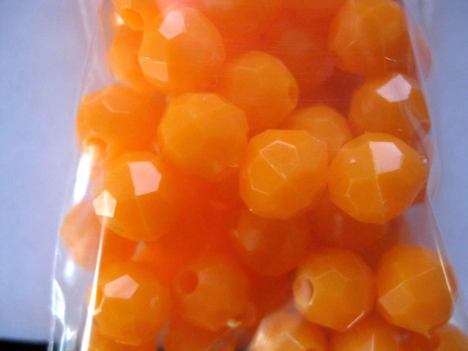 100 Count 8mm FACETED ORANGE OPAQUE Beads