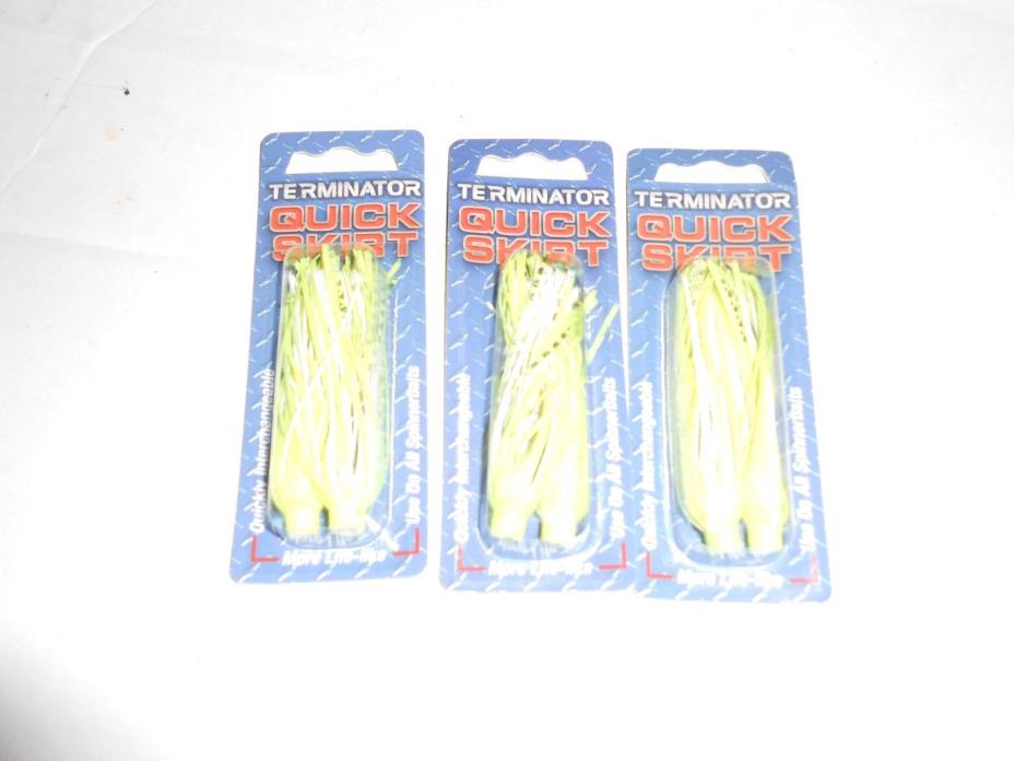 lot of 3 new packs of terminator quick skirts chartreuse & white silachrome