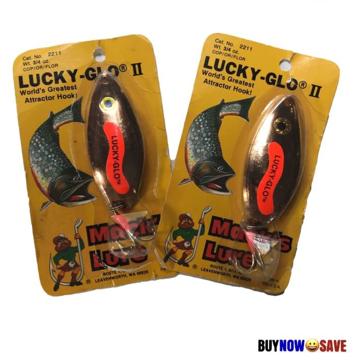 Mack's Lure Lot of 2 Vintage Lucky Glo II  Fishing 3/4oz Copper Lure