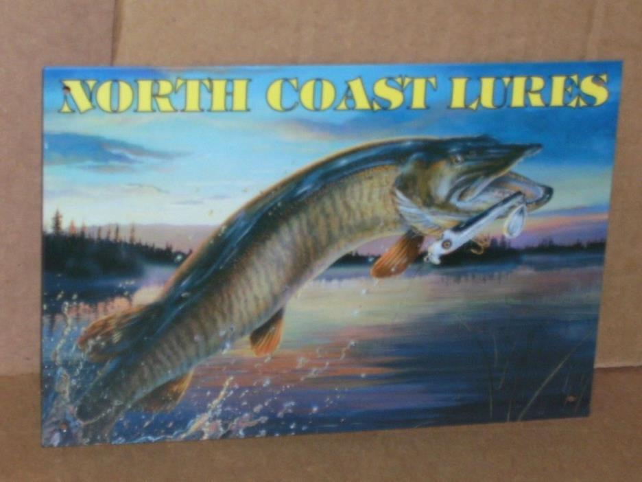 LURES Sign - NORTH COAST -Big Fish Hitting a LURE -Shows a Fish That Has TEETH ?
