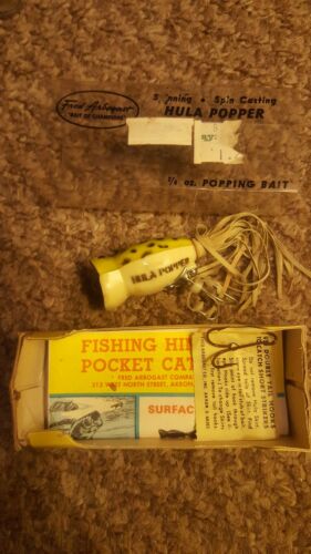 old vintage fred arbogast 1/4 oz hula popper lure in the box #1