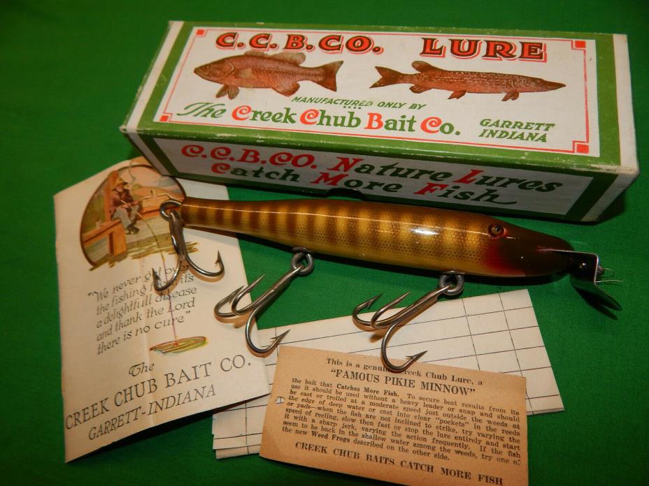 1920s NEW IN BOX Creek Chub Husky Pikie 1927 catalog hook tag order form No.2300