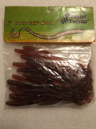 Mister Twister Worms-6” Curly Tail Worm-Motor Oil
