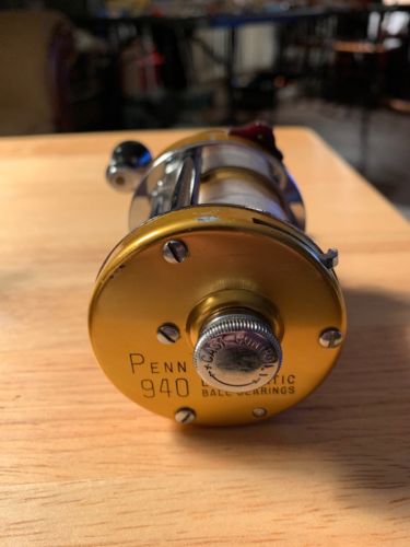 Vintage Gold Penn 940 Levelmatic Fishing Reel Works Well!
