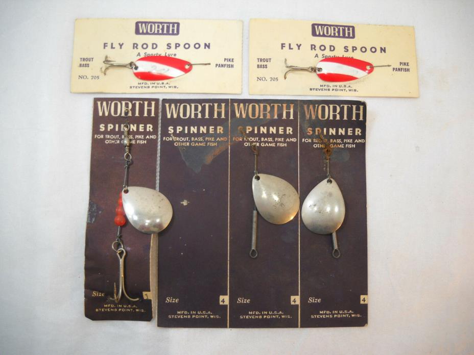 WORTH Spinner And Fly Rod Spoon Spinners On Original Cards