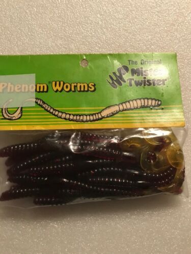 Mister Twister* 6” Phenom Worms * 20-pack.  *Motor Oil Red Flake W/Chart.Tail *