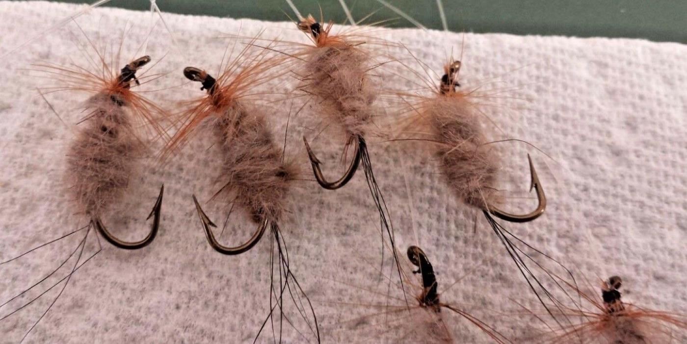 Vingage ~ Lot of 7 Antique Hand Tied Fishing Flies ~ w/ Leaders ~ #F21