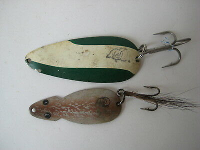 vtg FISHING LURE LOT Dardevle Mousie Imp Dardevlet green white metal retro spoon