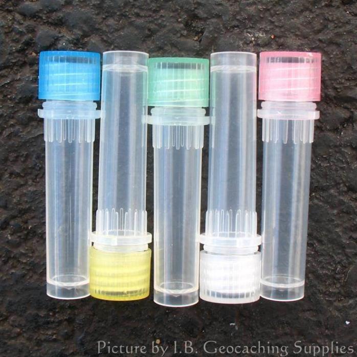 100 Nano Geocache Containers (O-ring, Plastic Bison Tubes, Choice of Cap Colour)