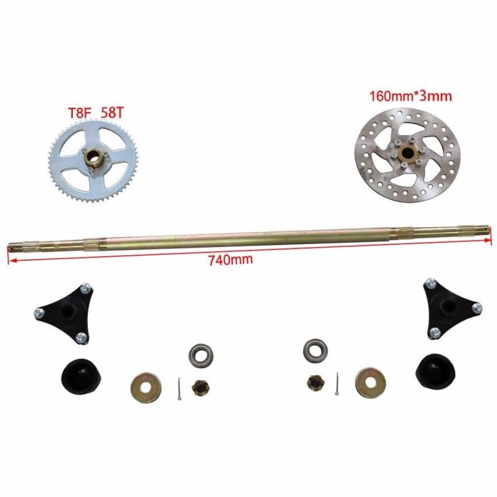 Go Kart Rear Axle Complete with Complete Carrier Wheel Hub T8F 58T ATV Dirt Bike