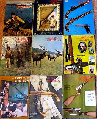 The American Rifleman 1970 1971 1972.  9 issues, Dec 1970, 72 Jan-May July 1971