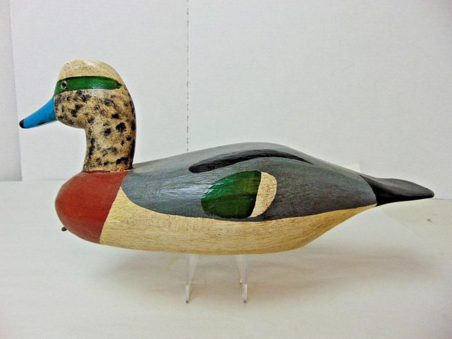 Vintage William Moseley Signed WM Folk Art Mallard Duck Decoy Knott's Island NC